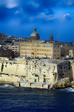 Traditional stone made building in Valletta,Maltaのeditorial素材
