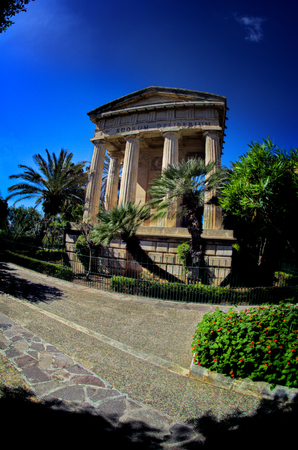 Traditional stone made building in Valletta,Maltaの写真素材