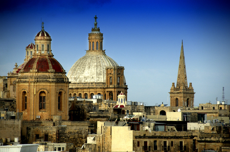 Cupolas And Houses in Valletta,Maltaのeditorial素材