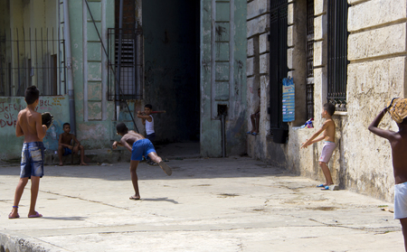Cubanian children are playing baseballのeditorial素材