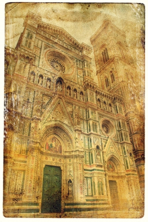 Florence in vintage style postcardsのeditorial素材