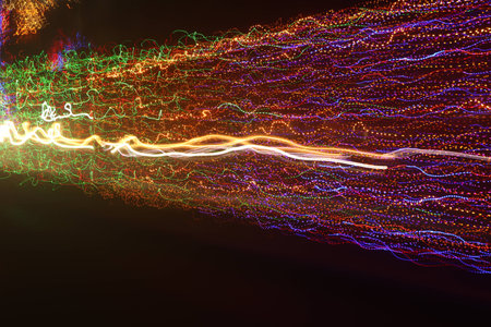 Light painting in streetの写真素材