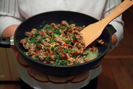 roasted meat with cheese, verdure and spiceの写真素材