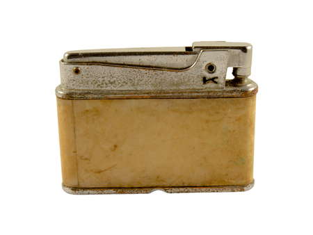 Vintage cigarette lighter isolated on white backgroundの写真素材