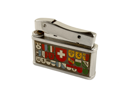 Vintage cigarette lighter isolated on white backgroundの写真素材