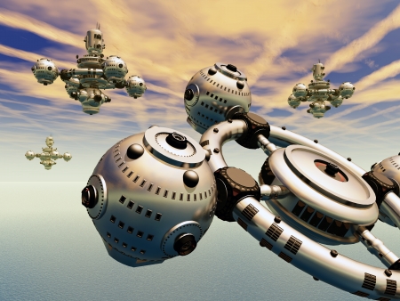 Alien Spacecraft in Earth s Atmosphereの写真素材