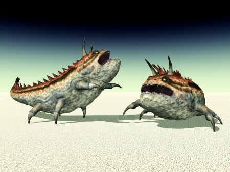 Alien Planet with Alien Creaturesの写真素材