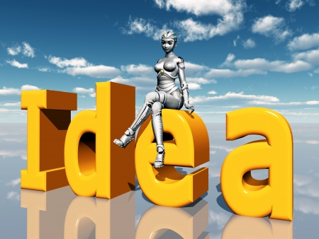 The Word Idea with Female Robotの写真素材