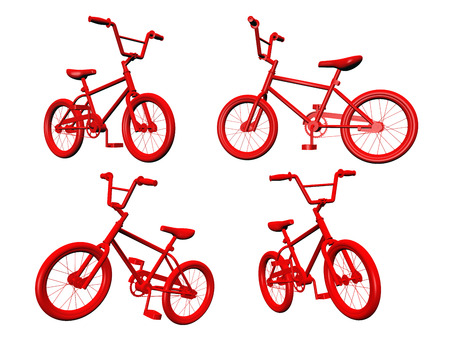 Red Bicycles isolated on whiteの写真素材