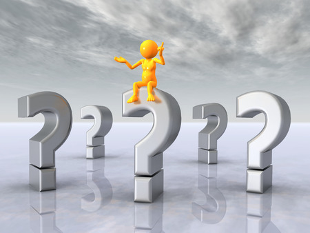 Question Marks with Thinkerの写真素材