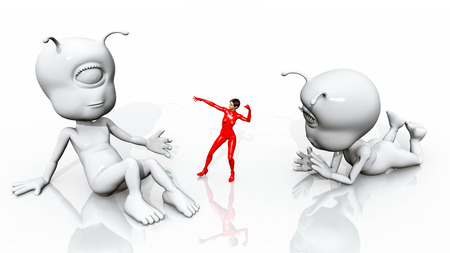 Woman and Aliensの写真素材