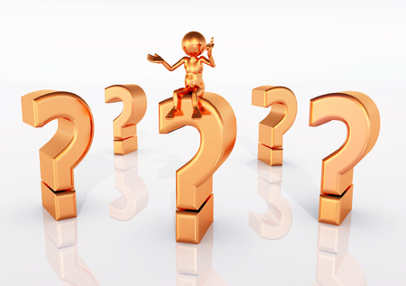 Question Marks with Thinkerの写真素材