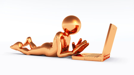 Figure with Laptopの写真素材