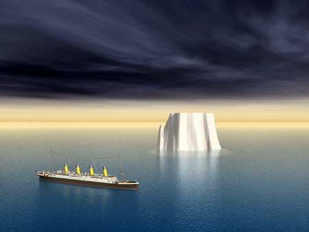 Ocean Liner and Icebergの写真素材
