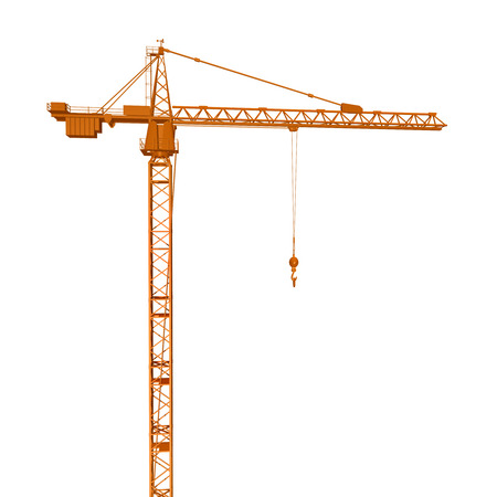 Construction Crane isolated on white backgroundの写真素材