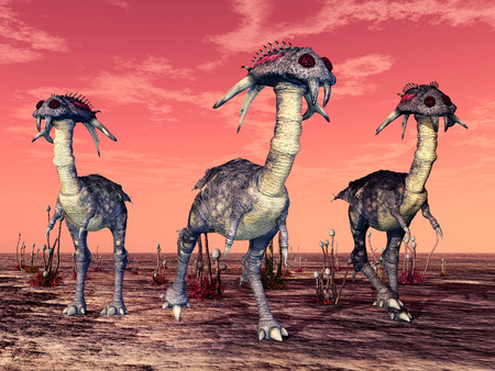 Alien creatures in a distant worldの写真素材