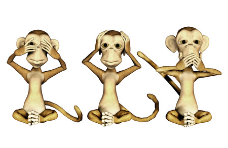 3d cartoon monkeys isolated on white backgroundの写真素材