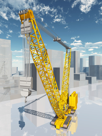 Crane in a city landscapeの写真素材