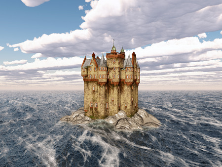 Scottish castle in the seaの写真素材