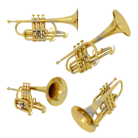 Trumpets isolated on white backgroundの写真素材