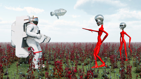 Astronaut and Aliensの写真素材