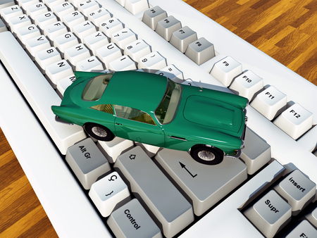 Car on computer keyboardの写真素材
