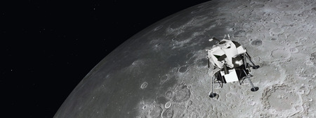 Lunar Module near the moonの写真素材