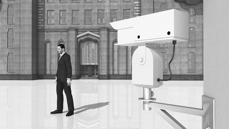 Surveillance camera and passing manの写真素材