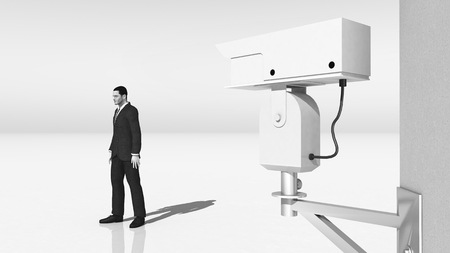 Surveillance camera and passing manの写真素材