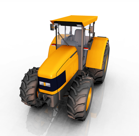 Tractor against a white backgroundの写真素材
