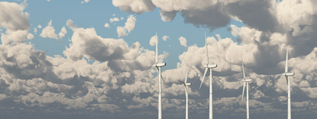 Wind turbines against a cloudy sky