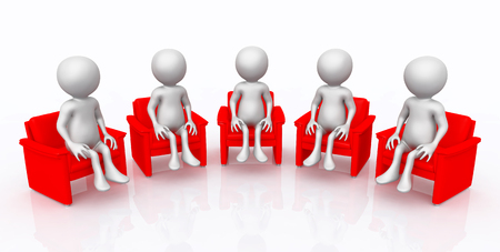 Discussion group with 3D figuresの写真素材
