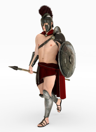 Hoplite soldier against a white backgroundの写真素材