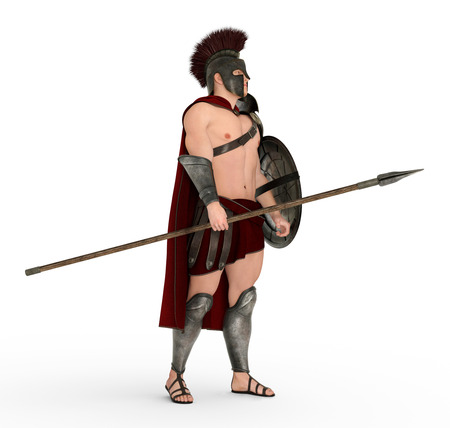 Hoplite soldier against a white backgroundの写真素材