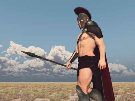 Achilles, Greek hero of the Trojan War, goes to battle against Troyの写真素材