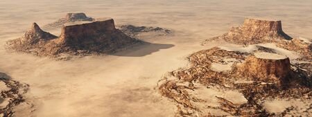 Desert landscape with mountainsの写真素材