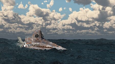 Fantasy submarine in the open sea