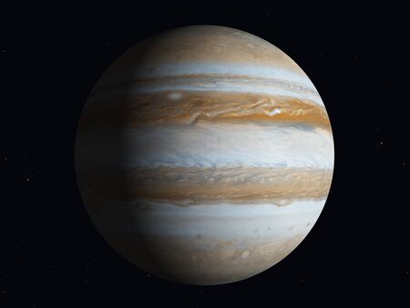 Planet Jupiter, partially illuminated by the sun