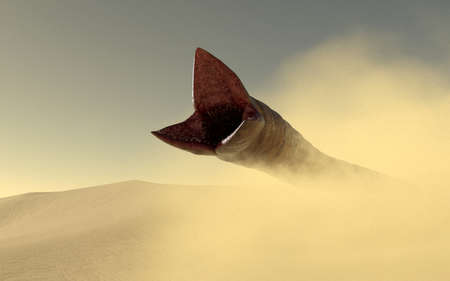 Alien creature in a desert landscapeの写真素材
