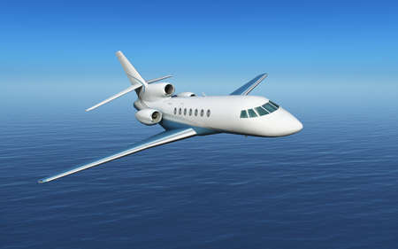 Business jet over the sea