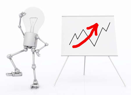 Light bulb figure and flipchart with sales curveの写真素材