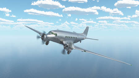 American passenger and transport aircraft from the 1930s over the sea