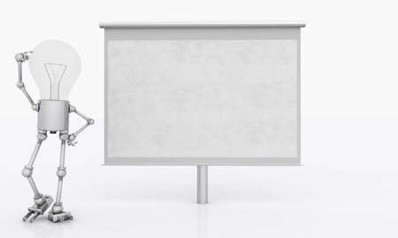 Light bulb figure with a projection screenの写真素材