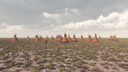 Indian camp in the prairie