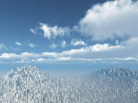 Futuristic megacity in the mountains