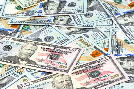 close-up shots macro lens from new fifty dollars billsの写真素材