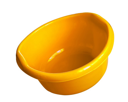 Round Laundry Wash Basin Plastic isolated on whiteの写真素材
