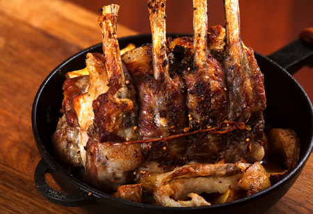 Pork Rib Roast with Oven Roasted Vegetablesの写真素材