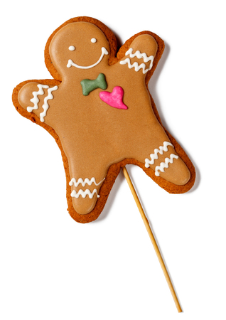 Gingerbread man isolated on a white backgroundの写真素材