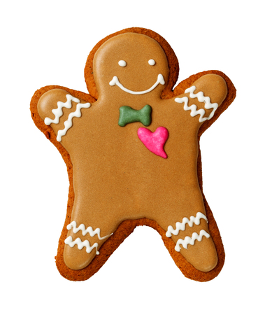 Gingerbread man isolated on a white backgroundの写真素材